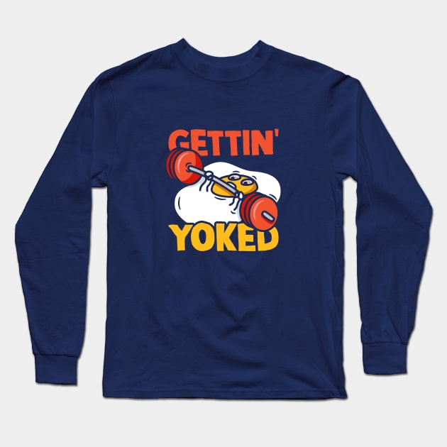 Getting Yoked Bodybuilding Egg Long Sleeve T-Shirt by imotvoksim